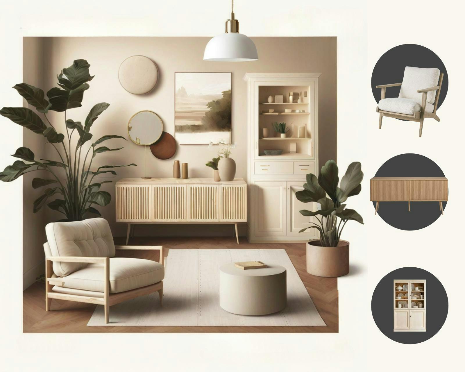 Mood Board & Interior AI Generated Living Room Design