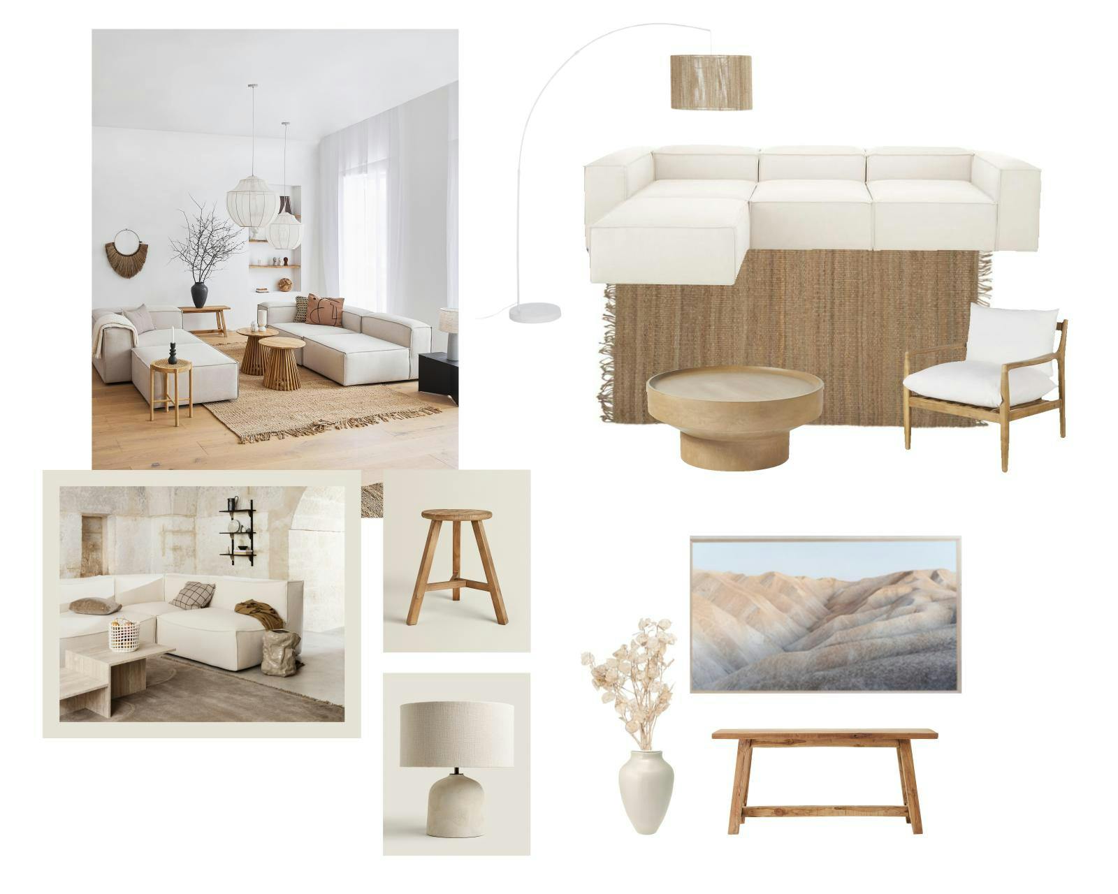 Mood board for living room area